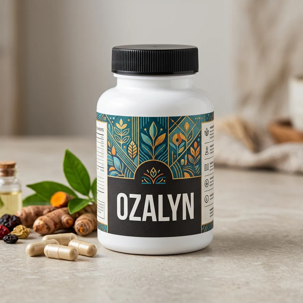 Ozalyn plantaardig voedingssupplement pot donkerpaars met gouden dop